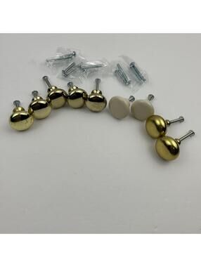Vintage 9 Pcs Cabinet Knob Lot Solid Brass & Ceramic -Machined Quality w/ Screws